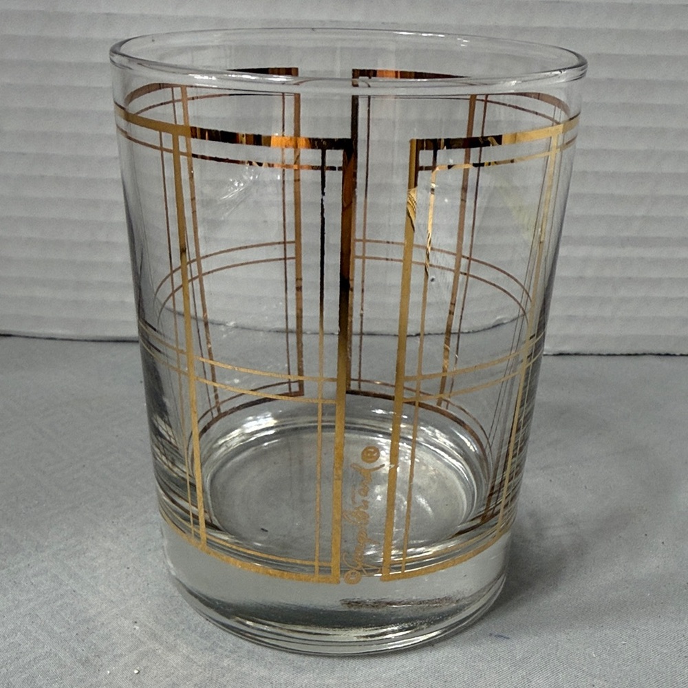 Vintage Georges Briard Low Ball Window Pane Replacement Glass Gold Accent Signed